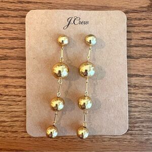 J.Crew | Metallic Ball Drop Earrings | Gold Tone | 3.5” Length